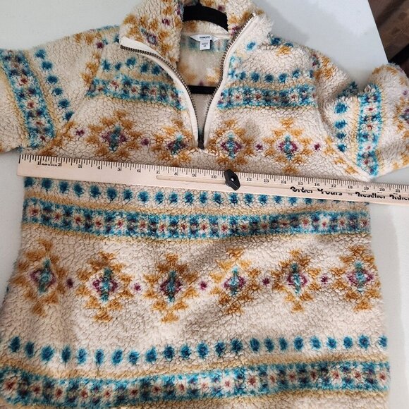 Sonoma Womens Medium Faux Fur Quarter-Zip Pullover Sweater Aztec - Picture 7 of 14